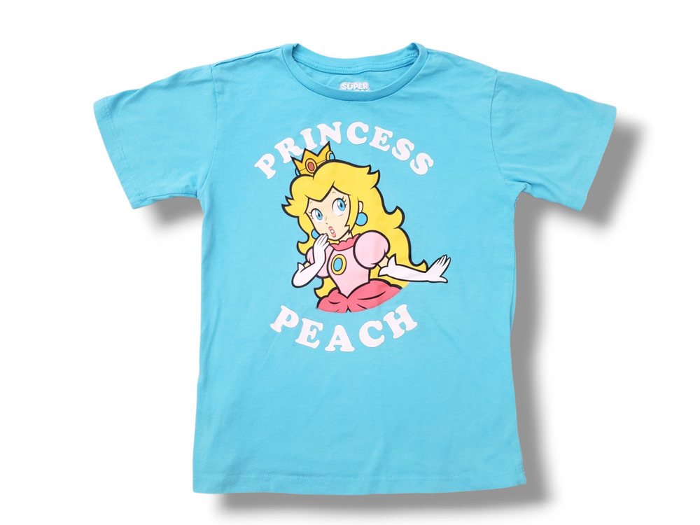 Girls 6/6X Super Mario Princess Peach Blue T-Shirt